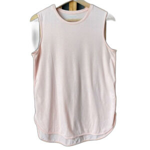 Lands End Tank Top Pink Shite Stripe Size Small Wide Strap oversized